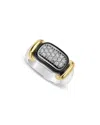 Lagos Two-tone Black Ceramic Diamond Ring In Silver