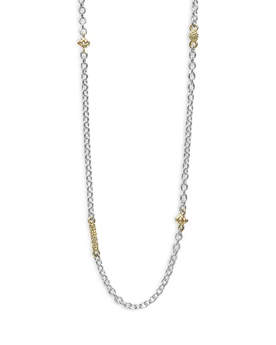 Lagos 18k Yellow Gold & Sterling Silver Caviar Chain Necklace, 16-18 In Metallic