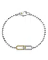 Lagos 18k Yellow Gold & Sterling Silver Caviar Lux-clip Diamond Bead Link Bracelet - Exclusive In Silver