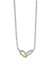 Lagos 18k Yellow Gold & Sterling Silver Caviar Lux-clip Diamond Bead Link Necklace, 16-18 - Exclusive In Silver