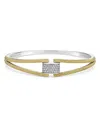Lagos 18k Yellow Gold & Sterling Silver Caviar Lux Clip Diamond Pave Bangle Bracelet - Exclusive In Silver
