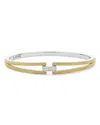 Lagos 18k Yellow Gold & Sterling Silver Caviar Lux Clip Diamond Pave Bangle Bracelet - Exclusive In Silver
