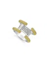 Lagos 18k Yellow Gold & Sterling Silver Caviar Lux Clip Diamond Pave Statement Ring - Exclusive In Silver