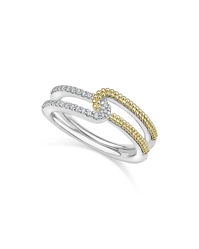 Lagos 18k Yellow Gold & Sterling Silver Caviar Lux-clip Diamond Small Statement Ring - Exclusive In Silver/gold