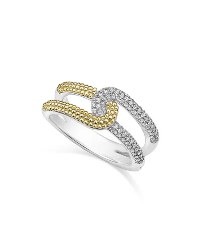 Lagos 18k Yellow Gold & Sterling Silver Caviar Lux-clip Diamond Statement Ring - Exclusive In Silver/gold