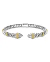 Lagos 18k Yellow Gold & Sterling Silver Caviar Lux Diamond Beaded Cuff Bracelet In Silver