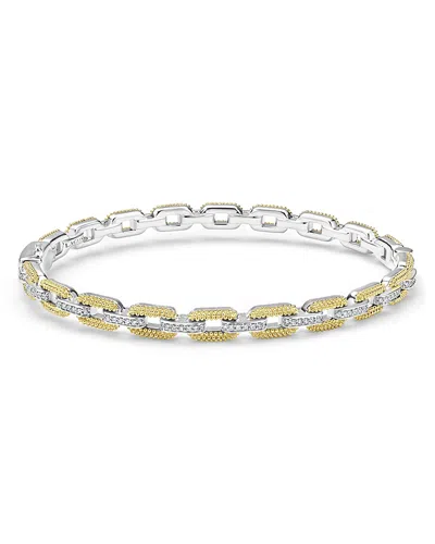 Lagos 18k Yellow Gold & Sterling Silver Caviar Lux Diamond Chain Link Bracelet In Multi