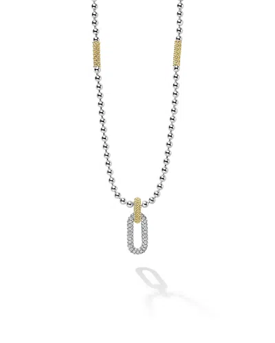 Lagos 18k Yellow Gold & Sterling Silver Caviar Lux Diamond Clip Pendant Necklace, 16-18 In Metallic