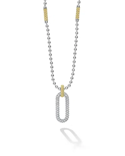 Lagos 18k Yellow Gold & Sterling Silver Caviar Lux Diamond Clip Pendant Necklace, 16-18 In Metallic