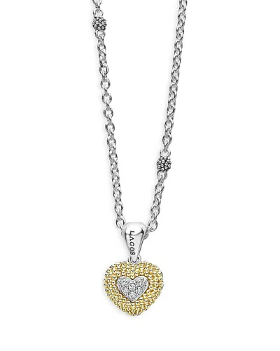 Lagos Caviar Luxe Diamond Heart Pendant Necklace In Gold
