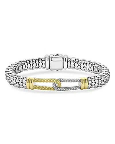 Lagos 18k Yellow Gold & Sterling Silver Caviar Lux Diamond Loop Caviar Bead Clip Bracelet - 100% Exclusive