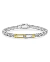 Lagos 18k Yellow Gold & Sterling Silver Caviar Lux Diamond Interlocking Loop Caviar Bead Clip Bracelet - E In Silver/gold