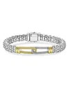 Lagos 18k Yellow Gold & Sterling Silver Caviar Lux Diamond Interlocking Loop Caviar Bead Clip Bracelet - E In Silver