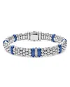 Lagos 18k Yellow Gold & Sterling Silver Diamond & Ultramarine Ceramic Rondelle & Caviar Bead Statement Bra In Blue/silver