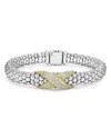 Lagos 18k Yellow Gold & Sterling Silver Embrace Diamond Pave X Caviar Bead Bracelet In Silver/gold