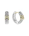 Lagos 18k Yellow Gold & Sterling Silver Embrace Diamond X Small Hoop Earrings In Silver/gold