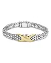 Lagos 18k Yellow Gold & Sterling Silver Embrace X Caviar Bead Link Bracelet In Silver/gold