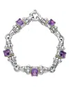 Lagos Glacier Sterling Silver, 18k Gold & Amethyst Five Link Bracelet In Silver/purple