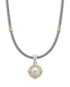 Lagos 18k Yellow Gold & Sterling Silver Luna Cultured Freshwater Pearl & Diamond Pendant Necklace, 18 In White/silver