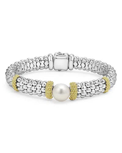Lagos 18k Yellow Gold & Sterling Silver Luna Cultured Freshwater Pearl Caviar Bead Bracelet