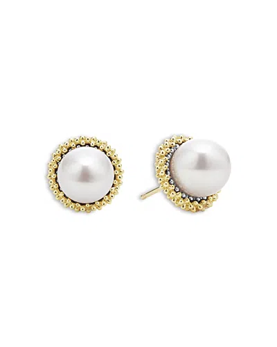 Lagos 18k Yellow Gold & Sterling Silver Luna Cultured Freshwater Pearl Stud Earrings