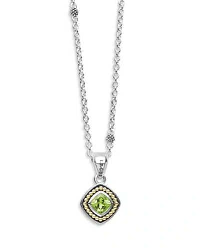 Lagos 18k Yellow Gold & Sterling Silver Rittenhouse Peridot Bead Frame Pendant Necklace, 16-18 In Green/silver