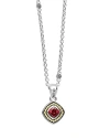 Lagos 18k Yellow Gold & Sterling Silver Rittenhouse Rhodolite Garnet Bead Frame Pendant Necklace, 16-18 In Red/silver