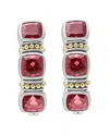 Lagos 18k Yellow Gold & Sterling Silver Rittenhouse Rhodolite Garnet Half Hoop Earrings In Red/silver