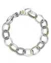 Lagos 18k Yellow Gold & Sterling Silver Signature Caviar Bead Link Bracelet In Silver