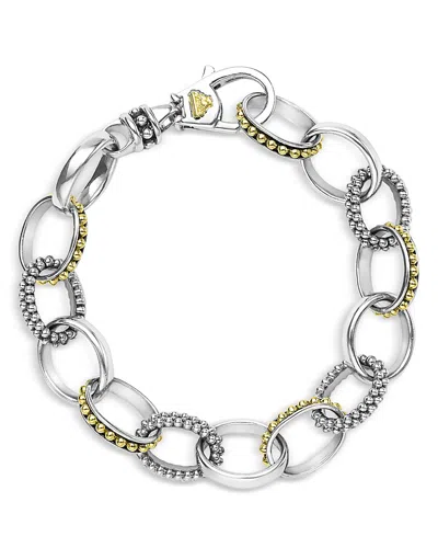 Lagos 18k Yellow Gold & Sterling Silver Signature Caviar Bead Link Bracelet In Orange
