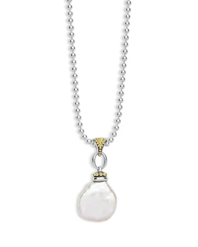Lagos 18k Yellow Gold & Sterling Silver Signature Caviar Cultured Freshwater Pearl Pendant Necklace, 16-18 In Multi