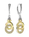 Lagos Signature Caviar Two-tone Interlocking Diamond Drop Earrings In Gold/silver