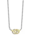 Lagos Signature Caviar Two-tone Interlocking Diamond Pendant Necklace In Gold/silver