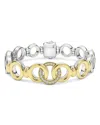 Lagos 18k Yellow Gold & Sterling Silver Signature Caviar Diamond Interlocking Ring Link Bracelet In Gold/silver