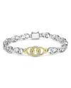 Lagos Signature Caviar Interlocking Diamond Link Bracelet In Silver/gold