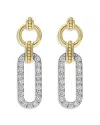Lagos 18k Yellow Gold & Sterling Silver Signature Caviar Diamond Link Drop Earrings In Silver/gold