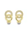 Lagos 18k Yellow Gold & Sterling Silver Signature Caviar Diamond Statement Earrings In Gold/silver
