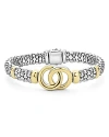 Lagos 18k Yellow Gold & Sterling Silver Signature Caviar Interlocking Circle Beaded Bracelet In Gold/silver