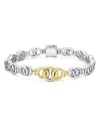 LAGOS 18K YELLOW GOLD & STERLING SILVER SIGNATURE CAVIAR INTERLOCKING LINK BRACELET