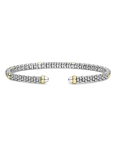 Lagos 18k Yellow Gold & Sterling Silver Signature Caviar Mini Versa Torque Bracelet In White
