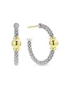Lagos Signature Caviar Bead Station Hoop Earrings In Silver/gold