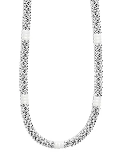 Lagos 18k Yellow Gold & Sterling Silver White Ceramic Rondelle & Bead Collar Necklace, 18