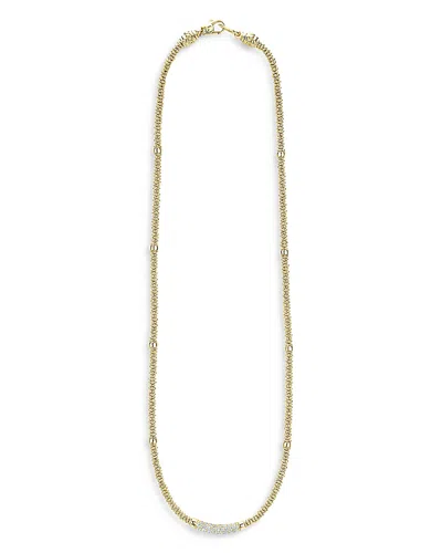 Lagos 18k Yellow Gold Caviar Beaded Necklace With Diamonds, 16
