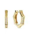 Lagos 18k Yellow Gold Caviar Gold Diamond Hexagon Huggie Hoop Earrings In Gold