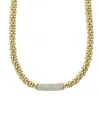 Lagos 18k Yellow Gold Caviar Gold Diamond Pave Station Beaded Collar Necklace, 16 In Gold