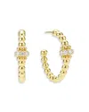 Lagos 18k Yellow Gold Caviar Gold Diamond Rondelle Bead Hoop Earrings In Gold