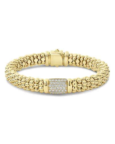 Lagos 18k Yellow Gold Caviar Gold Pave Diamond Bracelet In White/gold