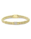 Lagos 18k Yellow Gold Caviar Small Diamond Slim Station Bracelet In White/gold