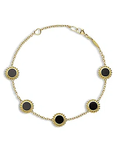 Lagos 18k Yellow Gold Covet Onyx Station Chain Bracelet In Gold/black