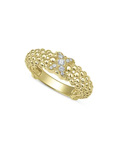 Lagos 18k Yellow Gold Embrace Diamond X Caviar Bead Statement Ring In Gold Metallic